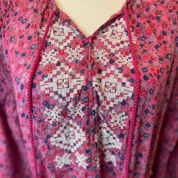 TOPSHOP Ditsy Smocked Mini Dress Pink Floral Size 6 - Picture 4 of 11